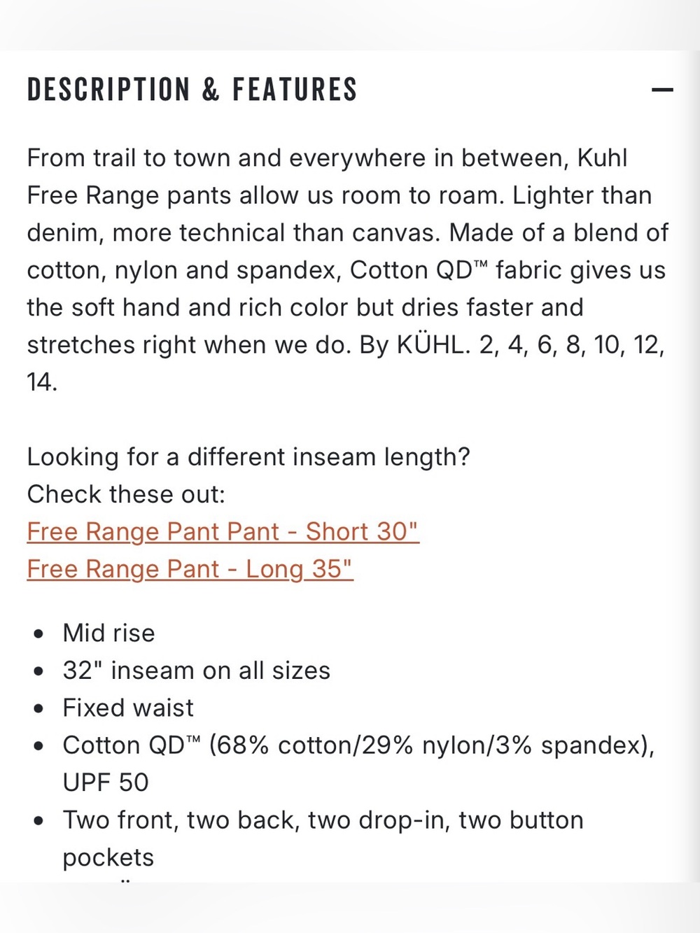Kuhl Free Range Women’s Hiking Pant - Picture 12 of 14
